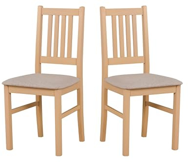 LeafDesign Küchenstühle 2er Set - Stuhl Buche Massiv - Esszimmerstuhl 120 kg - Stühle Esszimmer 2er Set - Holzstuhl - Esstischstühle -BOS 1- Esszimmerstühle Holz - Sonoma - Neve 13- Made in UE