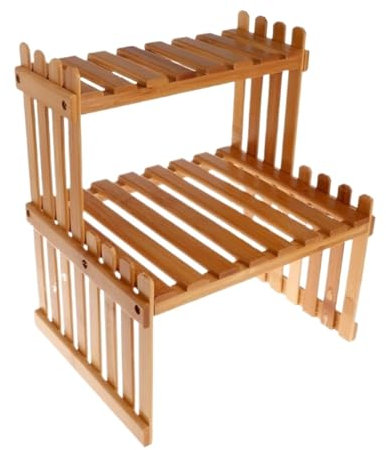 SUNMME Pflanzenständer, Blumenständer für den Innenbereich, Topfdisplay, Lagerregal aus Holz (27 x 21 x 30 cm) (natürlich 37 x 21 x 30 cm)