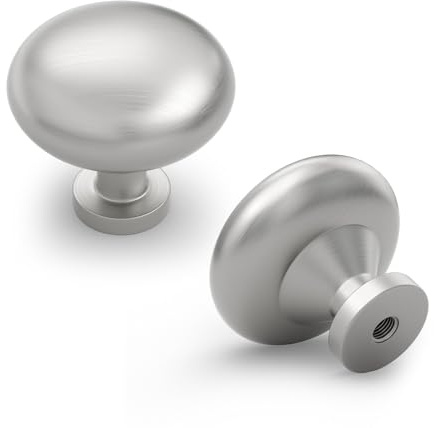 LONTAN 10 silverfärgade möbelknoppar, möbelknoppar, möbelbeslag, ett hål