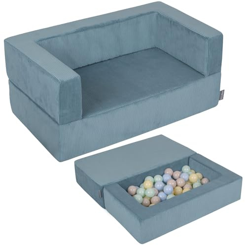 KiddyMoon Kindersofa Und 100 Bällen/7Cm Für Kinder Weiches Schaumstoff-Sofa Leich Modulares Sofa Vielseitig Abnehmbarer Bezug Perfekt Für Spiel Lernen Und Entspannung