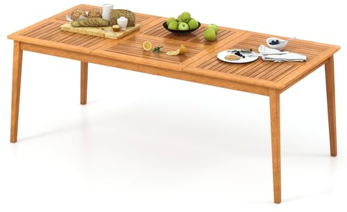 RELAX4LIFE Tavolo da Giardino in Legno di Acacia con Foro Ombrellone 5 cm, Resistente alle Intemperie, Stabile per 8 Persone, per Esterno, Terrazza, Patio, Potata 160KG (200x90x75cm, Rettangolare)