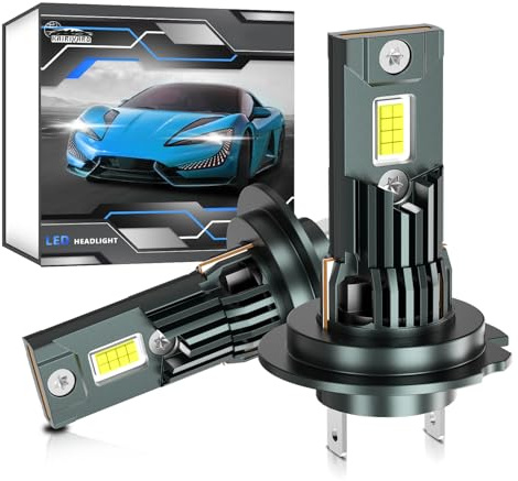 Kairiyard Ampoule LED H7 110W 20000LM,Puce ZES 6000K 300%,Format Mini 1:1 avec Ventilateur de Refroidissement 15000 RPM,Lampe H7 LED Remplacement des Lampes halogènes et xénon.Plug and Play, Lot de 2