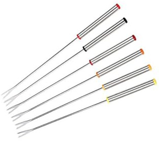 KOCKSHION Lot De 6 Fourchettes À Fondue En Acier Inoxydable 9.45 Pouces Manche Isolant Thermique Pour Fondue Fromage Chocolat Guimauves Service À Table
