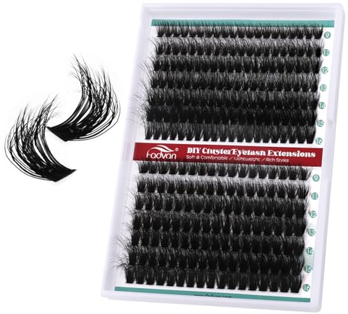 FADVAN Faux Cils Cluster Lashes Effets 3D 60D+80D C Curl 9-16mm DIY Libre | Extension Cils,Effets 3D Volume Bouquet Cils, Léger et Confortable à Porter, Facile à Appliquer DIY à la Maison