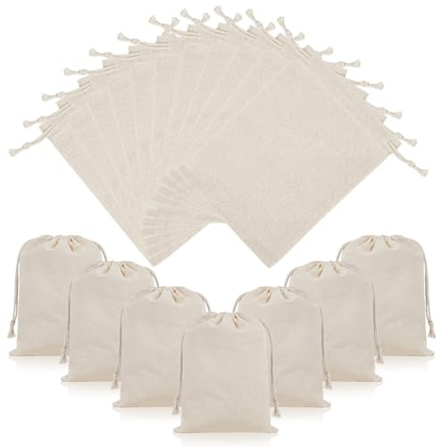 OFFCUP 18PCS 13x18cm Bolsas de Algodón, Bolsa con Cordón para Regalo, Bolsitas de Tela Reutilizable Pequeñas Para Regalos de Bodas Fiestas Cosméticos Joyas Navidad Cumpleaños DIY