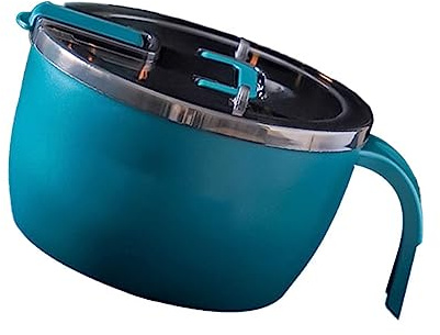 ERYUE Tazón de Fideos de Gran Capacidad Acero Inoxidable con Tapa para Estudiantes, Tazón Ramen Instantáneo 304 Grado Alimenticio con Aislamiento Térmico, para una Alimentación Saludable (Verde)
