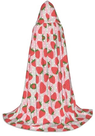 QAZWZML Capa con capucha para adolescentes con estampado de fresa para fiestas de vacaciones, disfraces de bruja y fiestas de disfraces