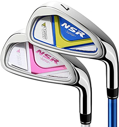 Junior #7 Golfjärn högerhänta grafitaxlar 38 graders loft lätt för barn pojkar flickor golfare klubb ungdomsträning sport singelklubbar (rosa, #7, ålder 6-8)