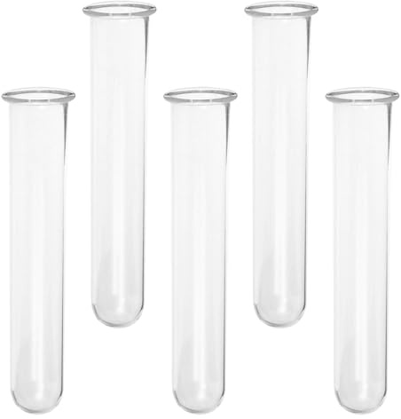 Yardwe Lot de 5 Tubes de Propagation en Verre Transparent pour Plantes, Vase Hydroponique Élégant à Fond Rond, Nettoyage Facile, pour Bureaux et Décoration de Bureau