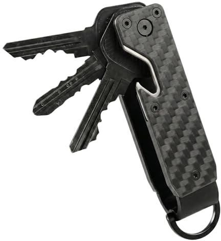 CAXGEK Key Organiser Keychain, Aluminium Key Organizer Holder with Bottle Opener, Compact Design with Easy Access. (Carbon Fiber)