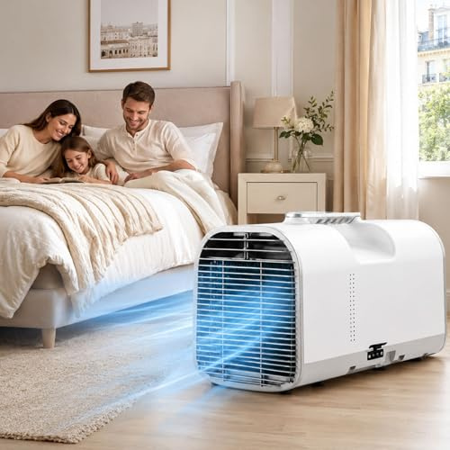smafoseedding 4-In-1 Camping-Klimagerät, Tragbare Klimaanlage, Mobiler Klimagerät, Professioneller Luftkühler Für Hütte Und Büro, 4 Modi: Kühlen/Ventilieren/Entfeuchten/Schlafen, Für Reisen 1300W