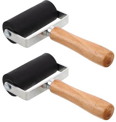 TOVINANNA Rullo Applicatore di Inchiostro per Stampa con Manico in Legno Ergonomico, Rullo in Gomma per Distribuzione Uniforme e Applicazione Liscia, per Stampa Artistica