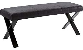 byLIVING Vorbank CLAUDE / Moderne Sitzbank mit einem Vintage-Bezug in schwarz / Metall Gestell schwarz pulverbeschichtet / Bank ohne Rückenlehne / B 141, H 51, T 51,5 cm
