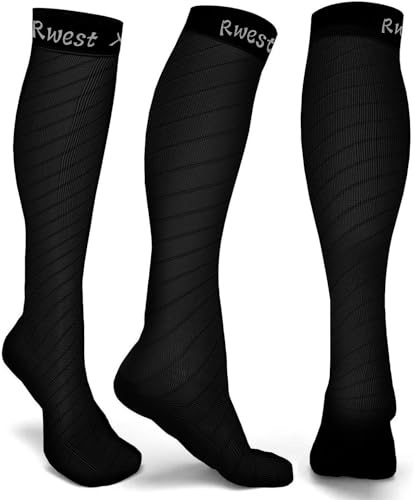 Rwest X Calze Compressione Graduata Donna e Uomo, Calze Elastiche a Compressione Graduata per Sport, Migliora Le Prestazioni per Sport, Corsa, Escursioni, Giri in Bici, Viaggi in Aere,