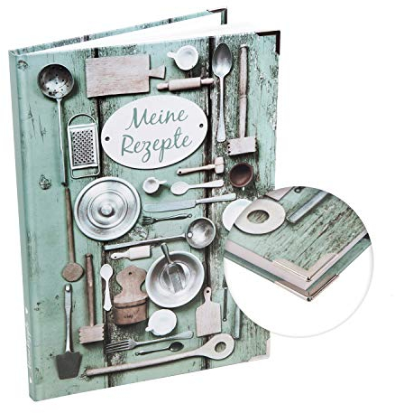 Logbuch-Verlag Vintage XXL Rezeptbuch zum Selberschreiben DIN A4 MEINE REZEPTE grün silber - Geschenkbuch DIY Kochbuch leer Blanko zum Einschreiben - Geschenk Küche