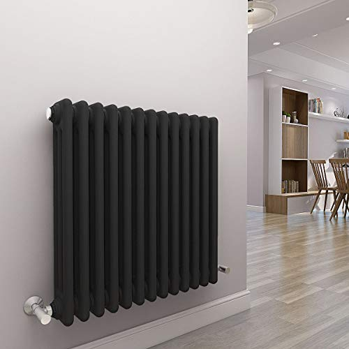 Warmehaus - Radiatore orizzontale tradizionale in ghisa, 3 colonne, colore antracite, 300 x 605 mm, moderno riscaldamento centralizzato, ideale per bagno, cucina, corridoio, soggiorno
