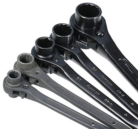 Forspero 5 Sizes Spanner Scaffold Podger Ratchet Site Ratcheting Socket Wrench Tools - 10-13mm
