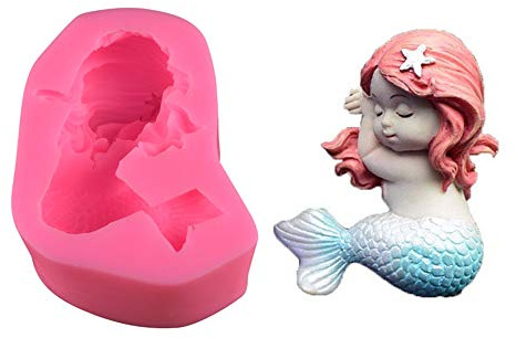 Meerjungfrau Silikonform,YAIYEFU Meerjungfrau Kuchen Form Muffin Schokolade Süßigkeiten Formen Meerestiere Fondant Formen für Praline und Soap, Kuchen Backdekoration für Weihnachts