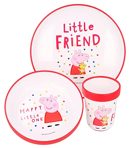 Stor 8412497134953Premium-Geschirrset, rutschfest, 3-teiliges Set, Peppa Wutz klein