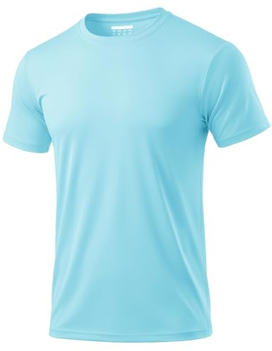 MAGCOMSEN Herr UV-skydd sportskjorta UPF 50+ snabbtorkande andningsaktiv Rashguard T-shirt, Havsblått, L