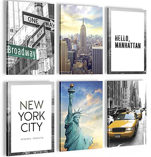 Novart Wandbilder Set New York City - KOMPLETT AUFHÄNGFERTIG - Made in Germany - Moderne Bilder Wohnzimmer - N001164a