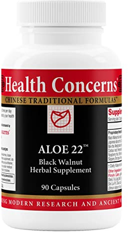 Health Concerns Aloe 22 – Digestive Support & Intestinal Cleanse – Constipation, Bloating & Parasite Detox Supplement – Black Walnut, Ginger, Myrobalan & Aloe Vera Herbal Formula – 90 Capsules