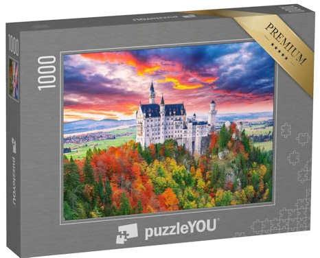 puzzleYOU: Puzzle 1000 Teile „Majestätischer Blick auf Schloss Neuschwanstein im Herbst“ – aus der Puzzle-Kollektion Burgen