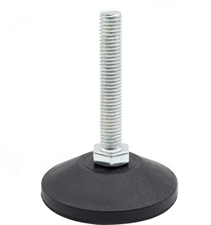 Enkotrade 10 Stück Stellfüße, M8x40 mm, mit verzinkter Schraube und drehbarem Kunststoff Teller Ø 50mm, Regulierschraube, Verstellgleiter, Gleiter