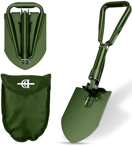 Behandy Folding Shovel, Tri-Fold Collapsible Shovel for Car, Camping, Gardening, Digging Dirt, Sand, Snow, Off Road, Emergency Kit