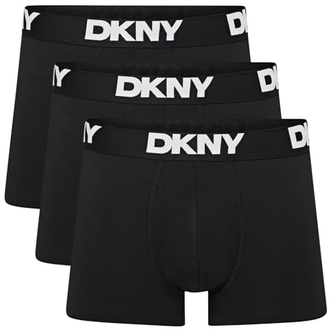 DKNY Seattle Mens Boxers Shorts Multipack | Pack of 3 Cotton Boxers For Men | Soft Breathable Trunks, Premium Cotton Fabric | Mens Underwear Trunks | Ideal Gifts For Him, Black, M