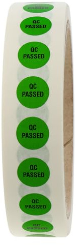 Labelident Qualitätssicherungsetiketten - QC PASSED - Ø 12,5 mm - 1.000 QS-Etiketten auf Rolle, Polyester grün, selbstklebend