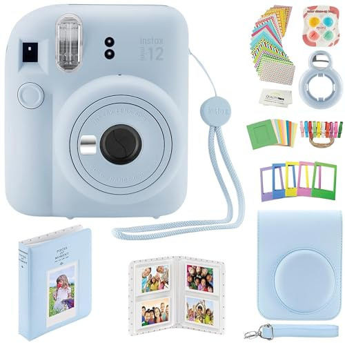 Fujifilm Instax Mini 12 Instant Camera with Case, Decoration Stickers, Frames, Photo Album and More Accessory kit (Pastel Blue)…
