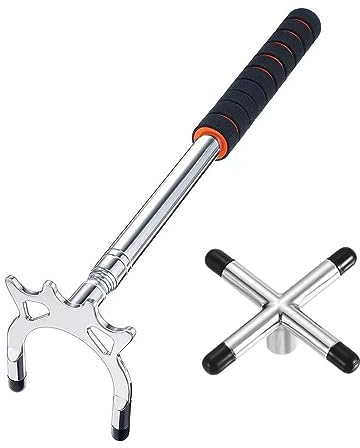 Sinsilvie 4 Conjuntos de Accesorios de Billar, 3 Cabezales de Puente de latón extraíbles+ Puente Retráctil para Tacos de Billar (Retractable Cue Rest + Cross+High Bridge Head)