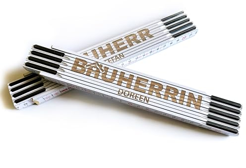 Meterstab Zollstock mit Bauherr personalisiert graviert, Männertag, Geschenk für Handwerker Männer Frauen, Geburtstag, Vatertag, Opa, Papa, Kleinigkeit zum Einzug