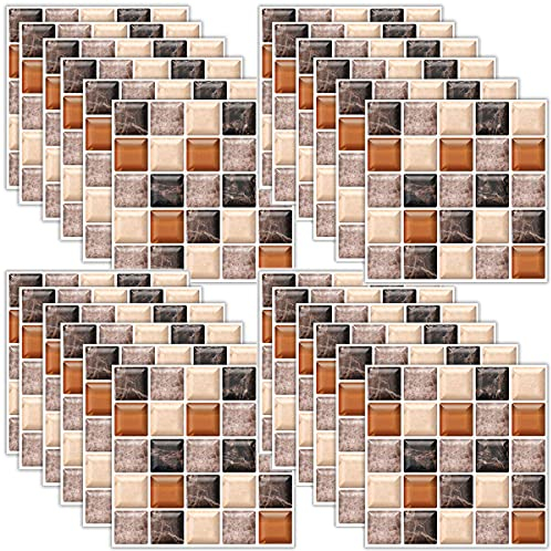 TAIZET Adesivi Per Piastrelle Mosaico 36 Pezzi Autoadesivi Rimovibili Wallpaper Autoadesivi Parete PVC Piazza Decorazioni 20x20cm