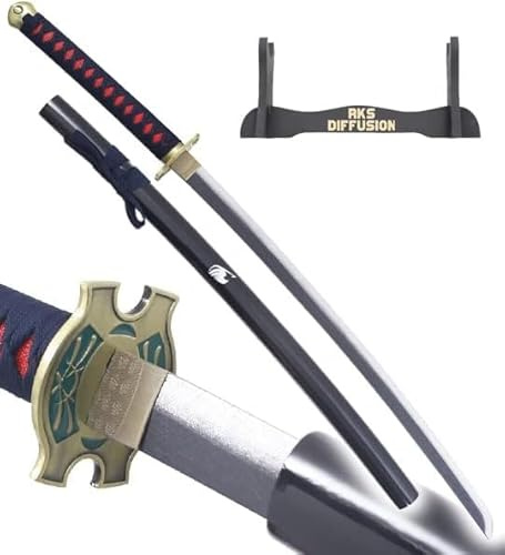 Fairy Tail Katana en Bois Lame Decoration Sabre Erza Scarlett Epee Replique Cosplay Decoration + Presentoir Inclus