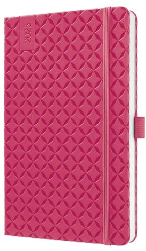SIGEL J5105 Wochenkalender 2025 A5, Jolie, pink, Hardcover, Gummiband, Stiftschlaufe, Einstecktasche, 174 Seiten, vegan, Buchkalender, Terminplaner
