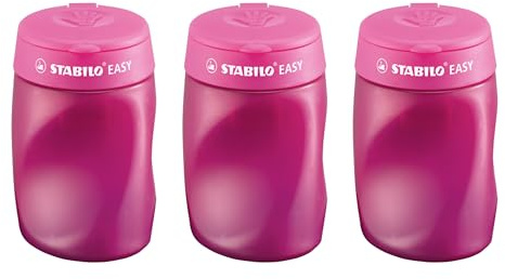 STABILO - Ergonomischer Dosen-Spitzer - EASYsharpener 3 in 1 | Rechtshänder, 3er Pack, pink