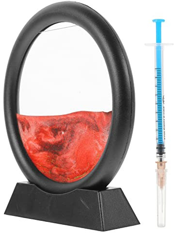 ifundom Bewegliches Sandbild Runde 3D Sanduhr aus Abs Wasser Sand Rot