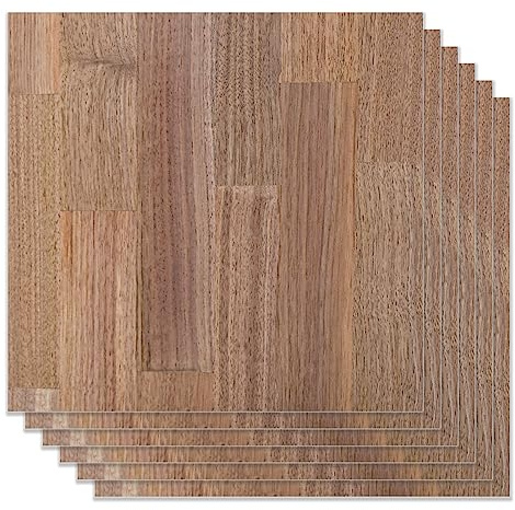 ATOMSTACK Lot de 6 feuilles de contreplaqué brut en noyer noir 30 x 30 cm pour gravure laser, découpe CNC, travaux manuels, peinture