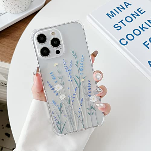 ZTOFERA für iPhone 14 Pro Hülle mit Blumen,Weiches TPU,Lavendel | Transparente Handyhülle,Verstärkte Ecken mit stoßfestem Schutz,schlanke Passform,niedliches trendiges Blumenmuster