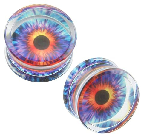 Stfery Ohr Plug Tunnel 10mm, 2 Stk Ear Plug Acryl Lila Lila Auge Muster Tunnel Ohrringe Damen