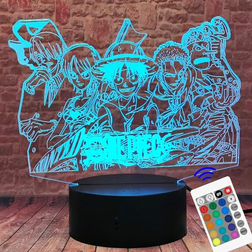 LOUHH One Piece Night Light - 3D LED Intelligent Remote Control 16-Color One Piece Lamp for Children's Room Decoration and Holiday Gifts