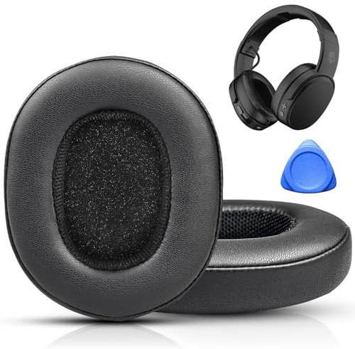 Replacement Headphone Ear Cushions compatible with Skullcandy Crusher Wireless/Evo/ANC, Hesh3 Headphones, Upgraded Ear Pads Covers with Soft Protein Leather and Memory Foam (Black)