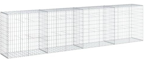 vidaXL Panier gabion avec couvercle 400x50x100 cm fer galvanisé, mur en gabion, mur de soutènement en gabion, clôture en gabion, gabion, cage gabion