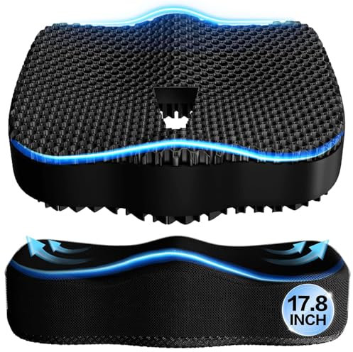 Tsmertor Gel Seat Cushion, 2025 Gel Cushion for Long Sitting, Ergonomics Chair Seat Pad Honeycomb Office Chair Soft Sitter Desk Chair Coccyx Sciatica Cushion Wheelchair Car Seat Cushion