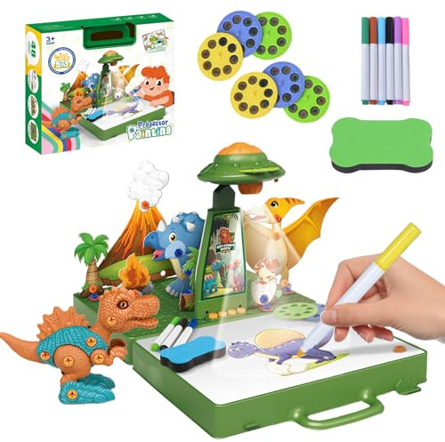 Projecteur de dessin pour enfants de 3 à 8 ans, projection et dessin 3 en 1 pour filles et garçons, avec 48 motifs, papier, crayons de couleur, tableau à colorier, vert