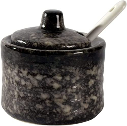 Pot à condiments Pot en céramique, sucrier japonais avec couvercle, mini pot à sucre, pot à épices for récipient à sucre, for comptoir de café-w-70ML Bocaux d'assaisonnement(R)