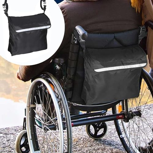 AUSTYLCO Wheelchair Bag,Wheelchair Backpack Bag,Waterproof,Machine Washable,Wheel Chair Storage Tote Accessory-Large Capacity with Reflective Stripe for Walker Rollator Wheelchair Transport Chair