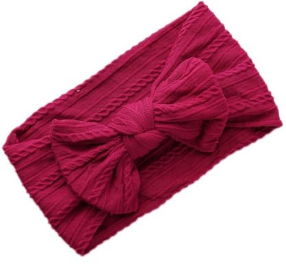 Anevous 1 styck babyturban pannband baby, nylonpannband babyrosett pannband, mjuk rosett huvudbonad elastiskt hårband för nyfödda, småbarn, mörkröd